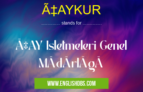 ÇAYKUR means ÇAY Isletmeleri Genel Müdürlügü ÇAYKUR