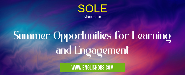 SOLE means Summer Opportunities for Learning and Engagement SOLE