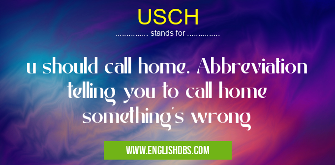 USCH means u should call home. Abbreviation telling you to call home something's wrong USCH
