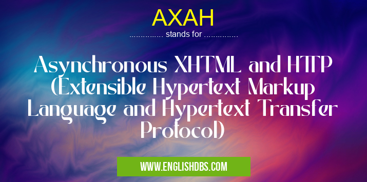 AXAH means Asynchronous XHTML and HTTP (Extensible Hypertext Markup Language and Hypertext Transfer Protocol) AXAH