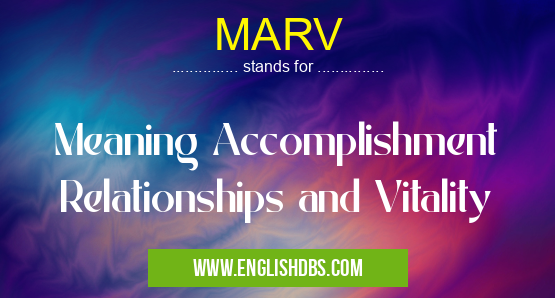MARV means Meaning Accomplishment Relationships and Vitality MARV
