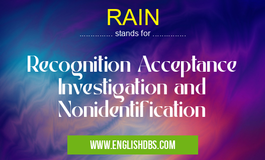 RAIN means Recognition Acceptance Investigation and Nonidentification RAIN