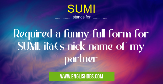 SUMI means Required a funny full form for SUMI, it’s nick name of my partner SUMI