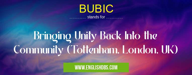 BUBIC means Bringing Unity Back Into the Community (Tottenham, London, UK) BUBIC