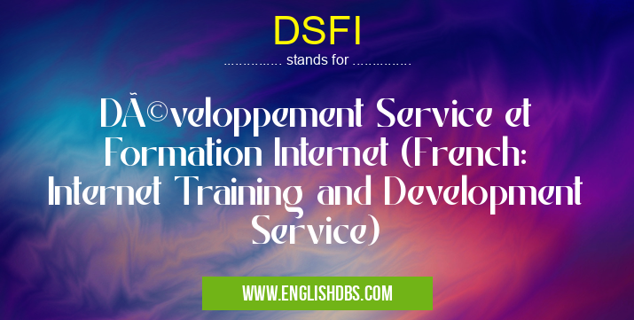 DSFI means Développement Service et Formation Internet (French: Internet Training and Development Service) DSFI