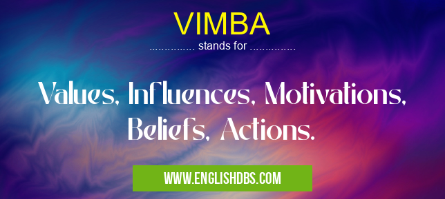 VIMBA means Values, Influences, Motivations, Beliefs, Actions. VIMBA