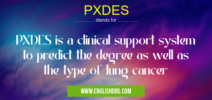 PXDES means PXDES is a clinical support system to predict the degree as well as the type of lung cancer PXDES