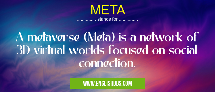 META means A metaverse (Meta) is a network of 3D virtual worlds focused on social connection. META