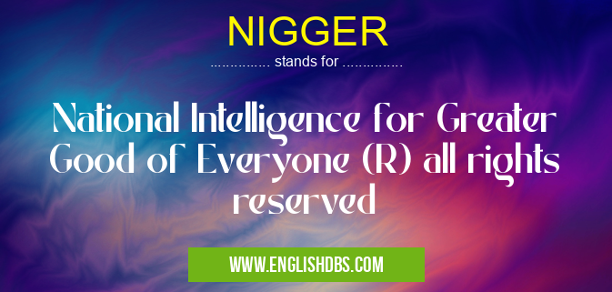 NIGGER means National Intelligence for Greater Good of Everyone (R) all rights reserved NIGGER