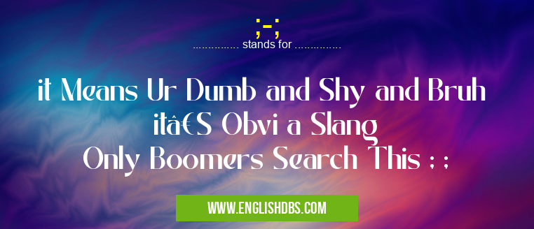 ;-; means it Means Ur Dumb and Shy and Bruh
it’S Obvi a Slang
Only Boomers Search This ; ; ;-;