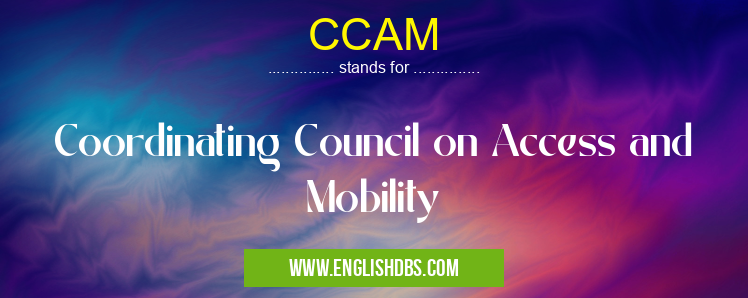 CCAM means Coordinating Council on Access and Mobility CCAM
