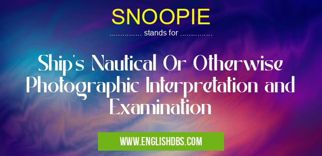 SNOOPIE means Ship's Nautical Or Otherwise Photographic Interpretation and Examination SNOOPIE