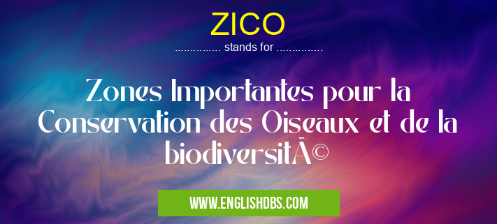 ZICO means Zones Importantes pour la Conservation des Oiseaux et de la biodiversité ZICO