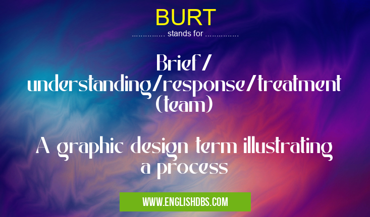 BURT means Brief/ understanding/response/treatment (team)
A graphic design term illustrating a process BURT