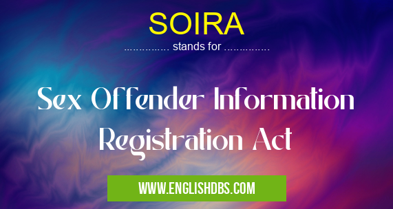 SOIRA means Sex Offender Information Registration Act SOIRA