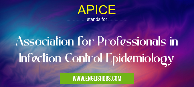 APICE means Association for Professionals in Infection Control Epidemiology APICE
