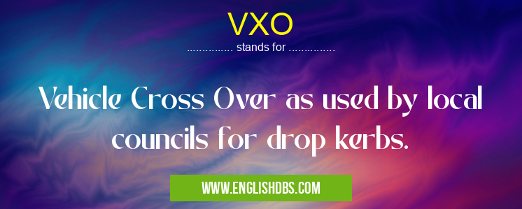 VXO means Vehicle Cross Over as used by local councils for drop kerbs. VXO