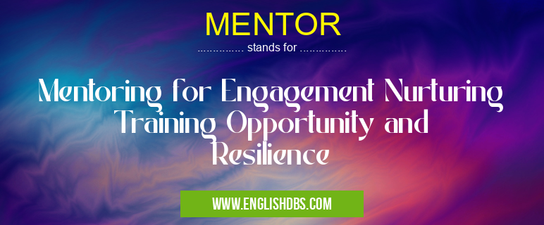 MENTOR means Mentoring for Engagement Nurturing Training Opportunity and Resilience MENTOR