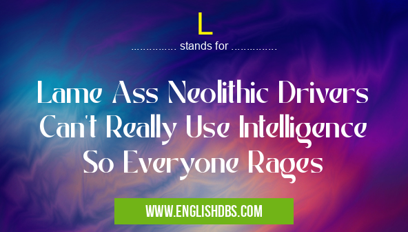 L means Lame Ass Neolithic Drivers Can't Really Use Intelligence So Everyone Rages L