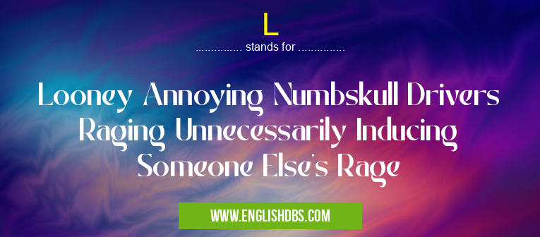 L means Looney Annoying Numbskull Drivers Raging Unnecessarily Inducing Someone Else's Rage L