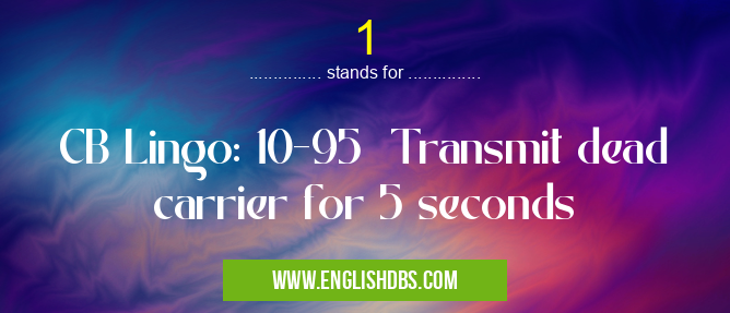 1 means CB Lingo: 10-95 Transmit dead carrier for 5 seconds 1