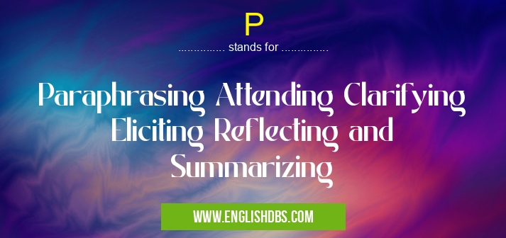 P means Paraphrasing Attending Clarifying Eliciting Reflecting and Summarizing P