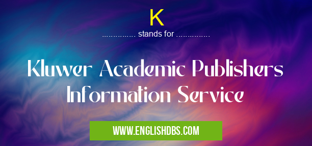 K means Kluwer Academic Publishers Information Service K
