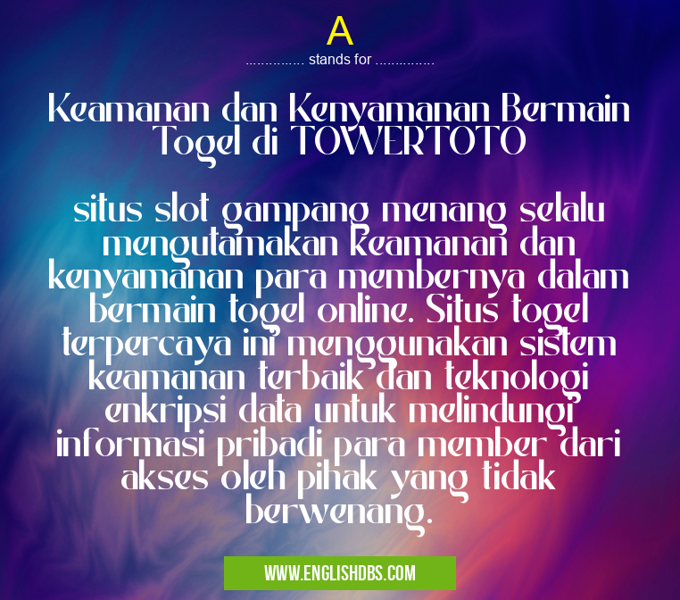 A means Keamanan dan Kenyamanan Bermain Togel di TOWERTOTO
situs slot gampang menang selalu mengutamakan keamanan dan kenyamanan para membernya dalam bermain togel online. Situs togel terpercaya ini menggunakan sistem keamanan terbaik dan teknologi enkripsi data untuk melindungi informasi pribadi para member dari akses oleh pihak yang tidak berwenang. A