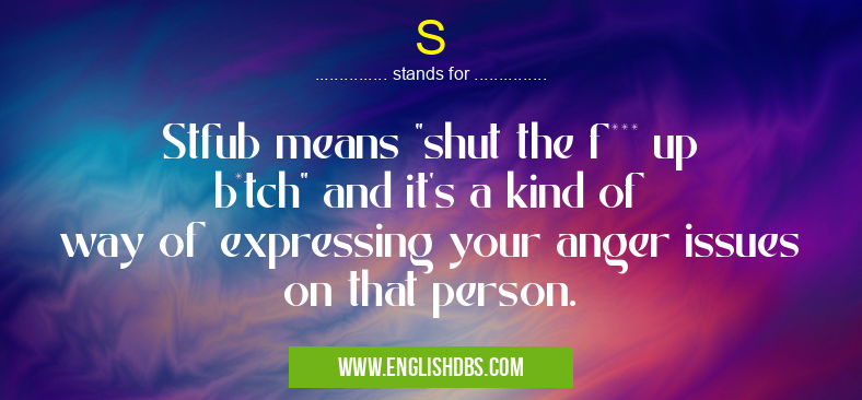 S means Stfub means "shut the f*** up b*tch" and it's a kind of way of expressing your anger issues on that person. S
