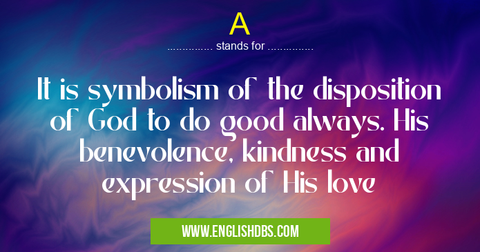 A means It is symbolism of the disposition of God to do good always. His benevolence, kindness and expression of His love A