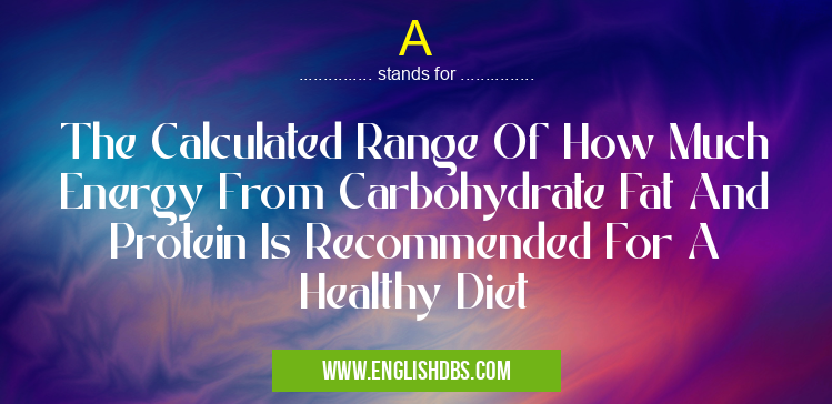 A means The Calculated Range Of How Much Energy From Carbohydrate Fat And Protein Is Recommended For A Healthy Diet A