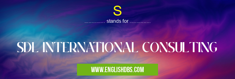 S means SDL INTERNATIONAL CONSULTING S