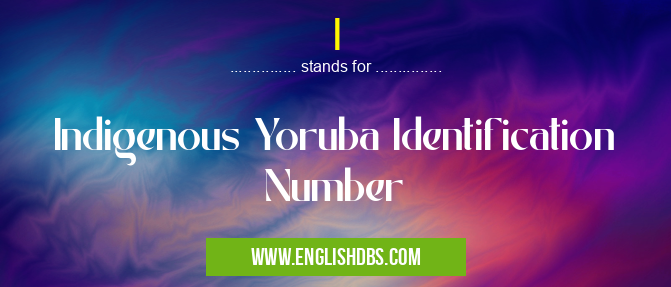 I means Indigenous Yoruba Identification Number I