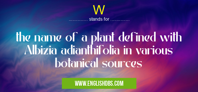 W means the name of a plant defined with Albizia adianthifolia in various botanical sources W