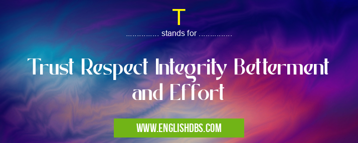T means Trust Respect Integrity Betterment and Effort T