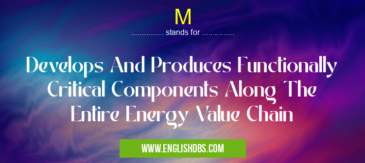 M means Develops And Produces Functionally Critical Components Along The Entire Energy Value Chain M