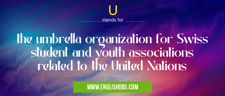 U means the umbrella organization for Swiss student and youth associations related to the United Nations U