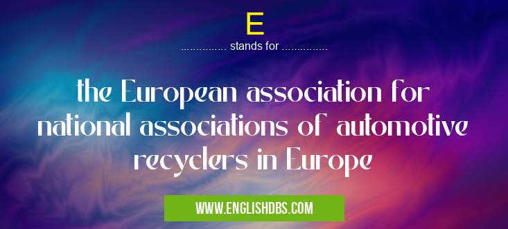 E means the European association for national associations of automotive recyclers in Europe E