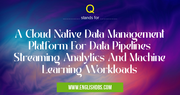 Q means A Cloud Native Data Management Platform For Data Pipelines Streaming Analytics And Machine Learning Workloads Q