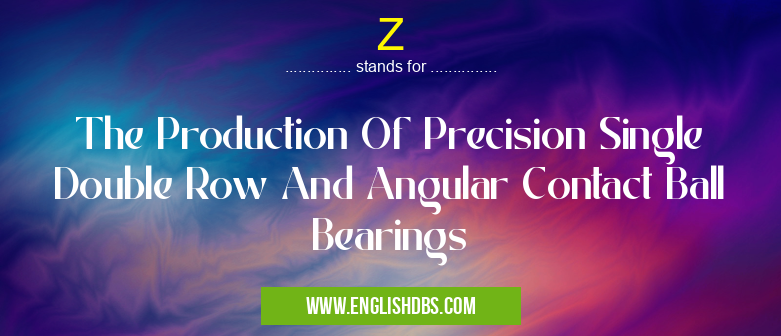 Z means The Production Of Precision Single Double Row And Angular Contact Ball Bearings Z