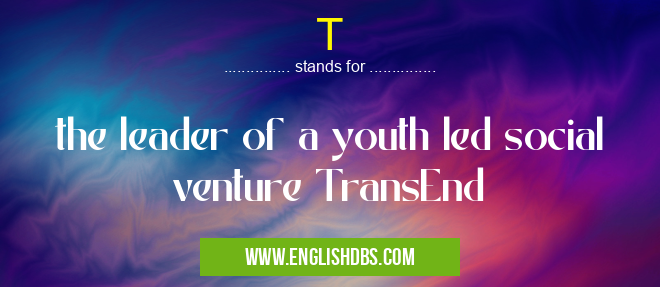 T means the leader of a youth led social venture TransEnd T