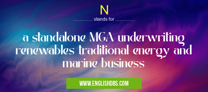 N means a standalone MGA underwriting renewables traditional energy and marine business N