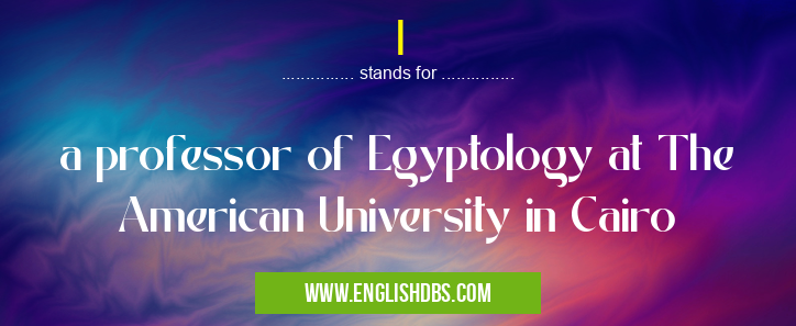 I means a professor of Egyptology at The American University in Cairo I