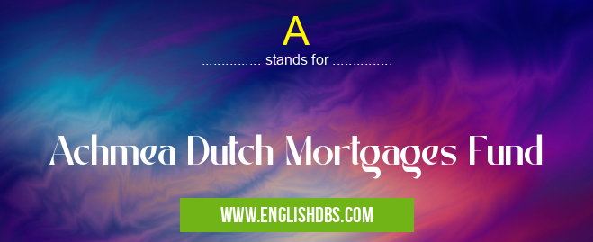 A means Achmea Dutch Mortgages Fund A