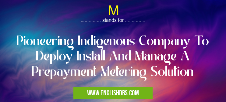M means Pioneering Indigenous Company To Deploy Install And Manage A Prepayment Metering Solution M