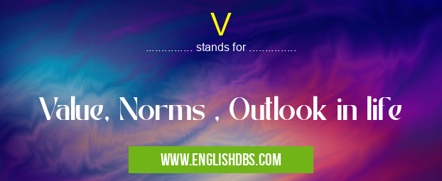 V means Value, Norms , Outlook in life V