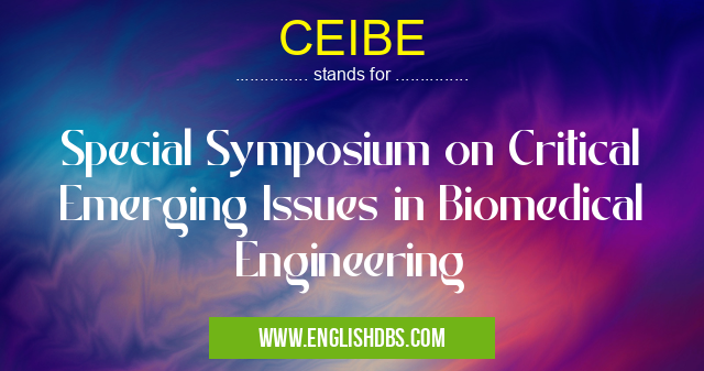 CEIBE means Special Symposium on Critical Emerging Issues in Biomedical Engineering CEIBE