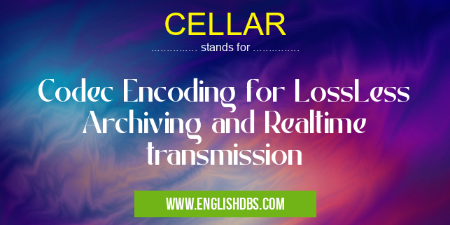CELLAR means Codec Encoding for LossLess Archiving and Realtime transmission CELLAR