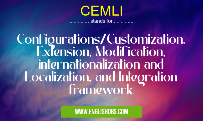 CEMLI means Configurations/Customization, Extension, Modification, internationalization and Localization, and Integration framework CEMLI