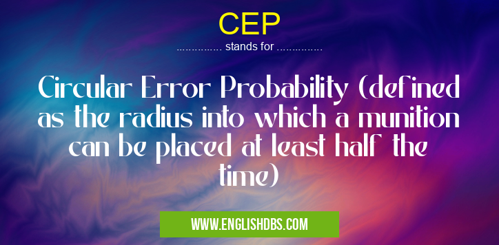 CEP means Circular Error Probability (defined as the radius into which a munition can be placed at least half the time) CEP
